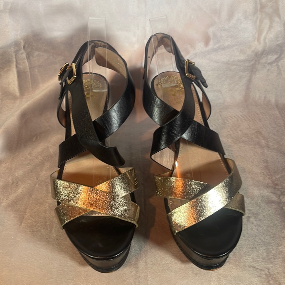 vince Camuto Black & Gold Ankle strap Sandals